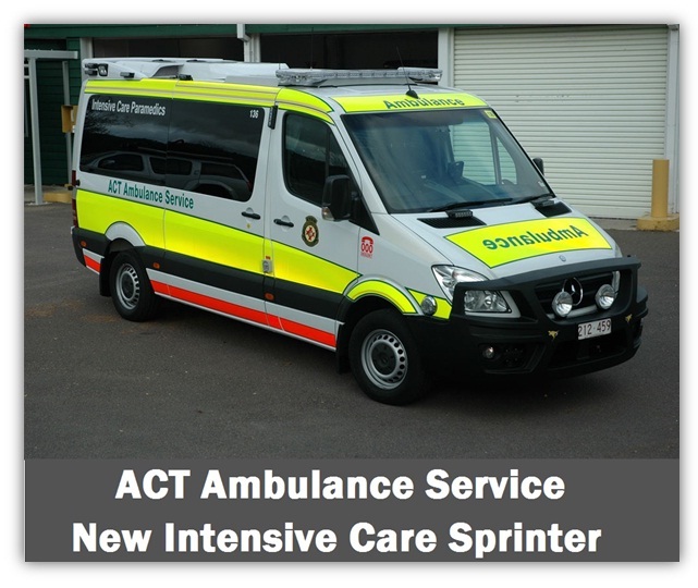 ACT Ambulance Intensive Care Paramedic Mercedes Sprinter- high visibility markings - Ambulance Visibility - www.ambulancevisibility.com - John Killeen